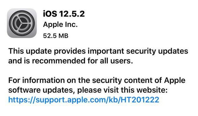 红河苹果手机维修分享iOS12.5.2发布，建议所有老苹果用户安装 